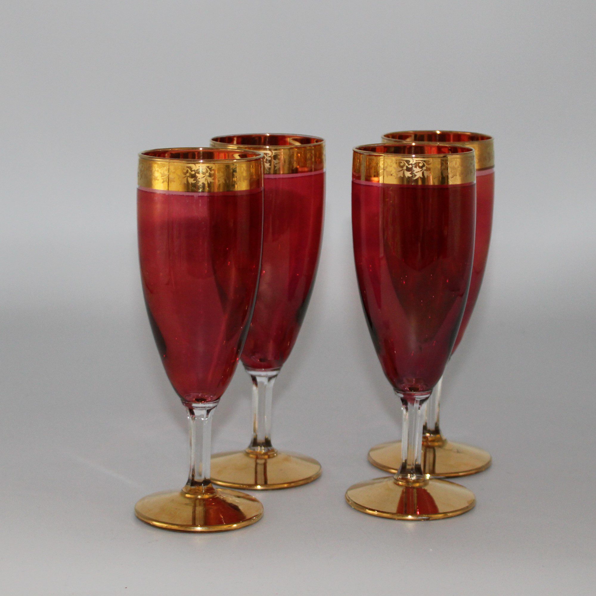 Vintage set rode glazen