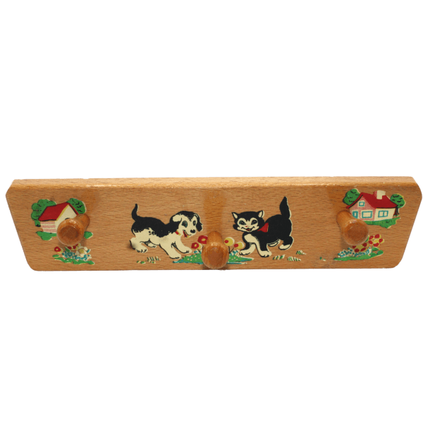 Vintage houten kinderkapstokje jaren 60 - Afbeelding 2