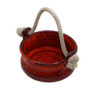 Vintage Retro Oranje Bloempot met Touw