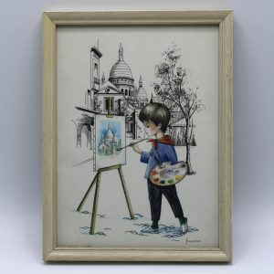 Vintage Schilderij Jongen gesigneerd Francoise