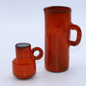 Vintage Set Oranje Vaasjes met oor