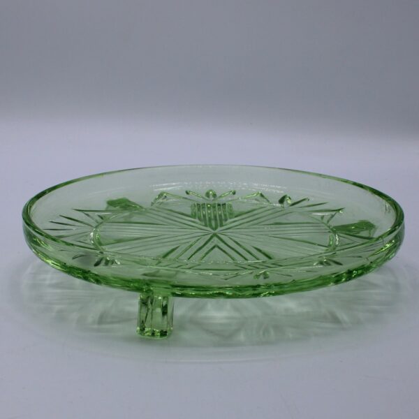 Vintage Groen Glas Cake / Taart Schaal - Afbeelding 3