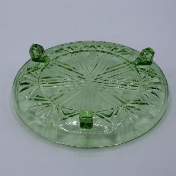 Vintage Groen Glas Cake / Taart Schaal - Afbeelding 4