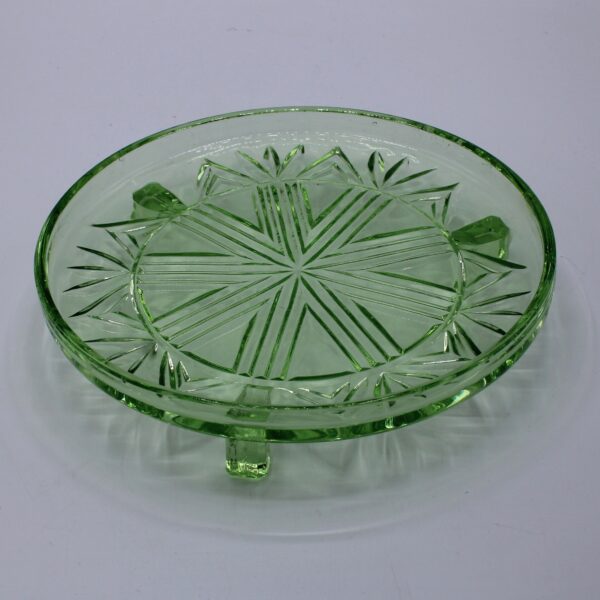 Vintage Groen Glas Cake / Taart Schaal - Afbeelding 5
