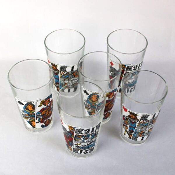 Vintage set glazen met afbeelding kaartspel - Afbeelding 3