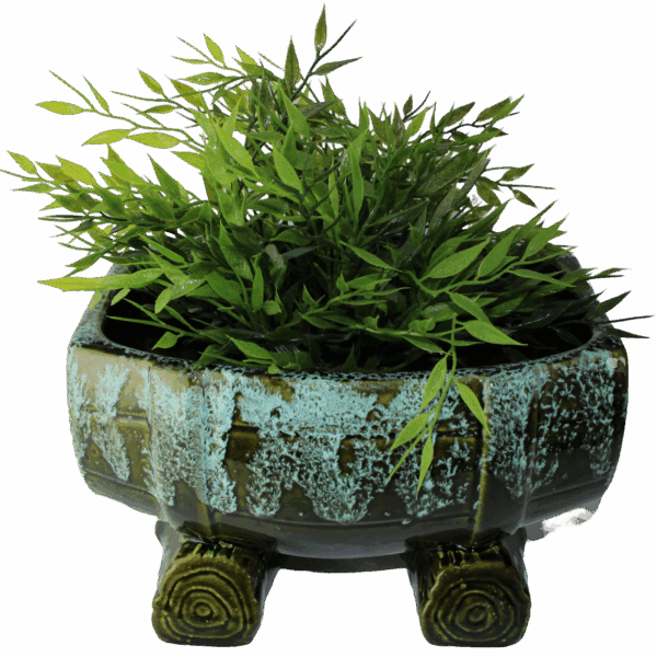 Vintage Keramiek Plantenbak Groen - Afbeelding 3
