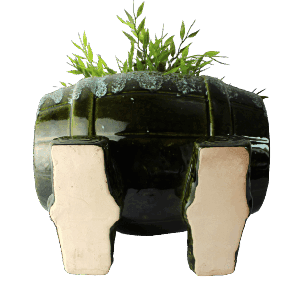 Vintage Keramiek Plantenbak Groen - Afbeelding 4