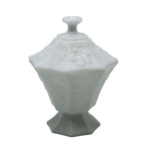 Vintage Schaal met Deksel Wit Melkglas