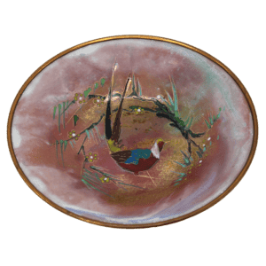 Vintage geëmailleerd koper schaaltje Sagitta Holland Fazant