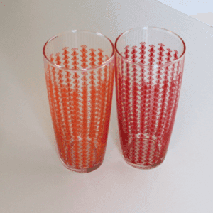 Vintage Set Oranje Rood Glazen