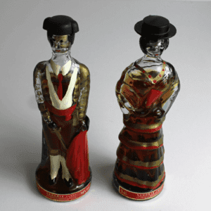 Vintage Miniatuur Flesjes Spaanse Flamengo Danseres en Matador Sangria