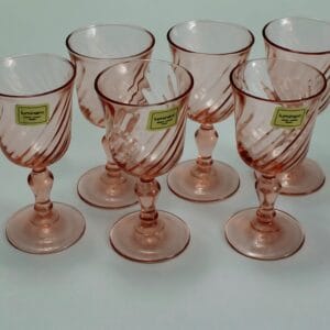 Vintage Set Roze Luminarc Rosaline Glazen